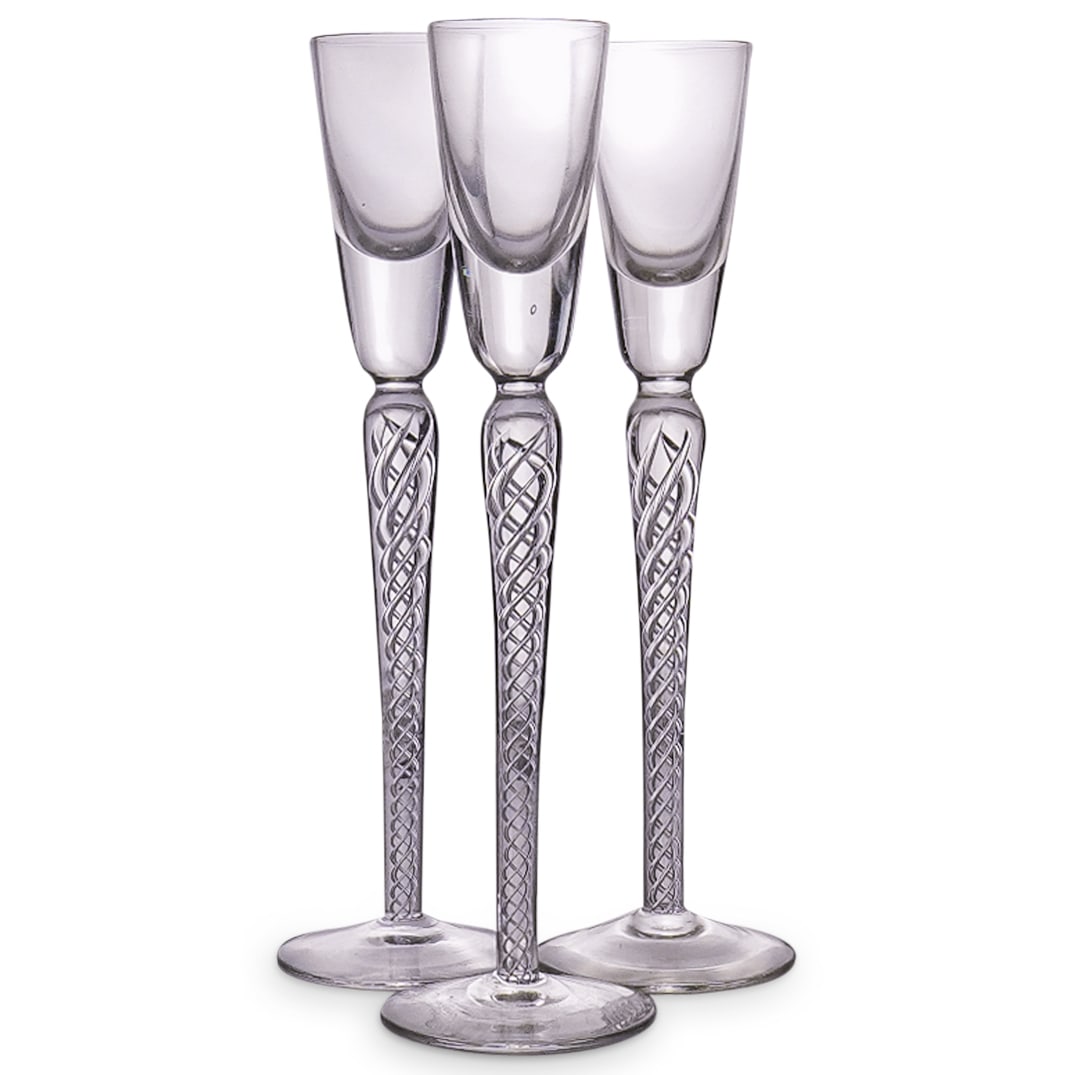 (3 Pc) Murano Glass Latticino Candlesticks (1 of 4)