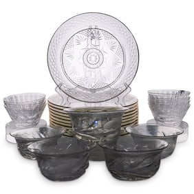 (24 Pc) Hawkes Cut Crystal & Glass Bowls & Plates