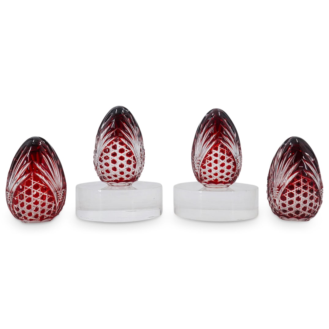 (4 Pc) Magda Nemeth Ajka Bohemian Crystal Eggs (1 of 3)
