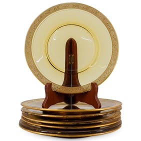 (7 Pc) Moser Glass and Gilt Salad Plates