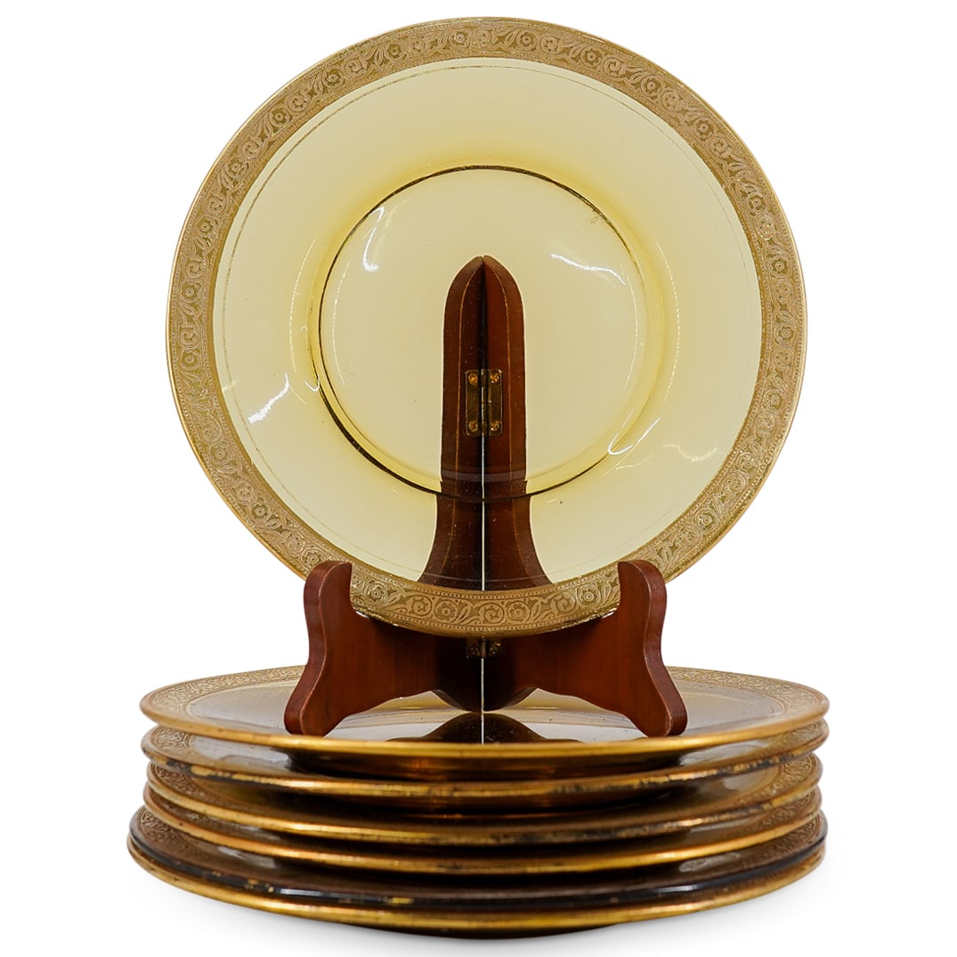(7 Pc) Moser Glass and Gilt Salad Plates (1 of 4)