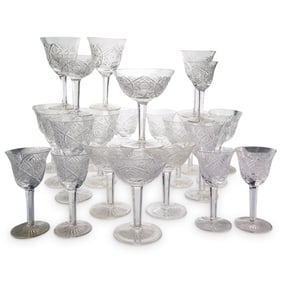 (25 Pc) Cut Glass Stemware Set