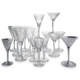 (16 Pc) Cut Glass Stemware