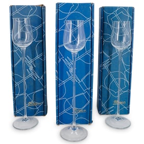 (3 Pc) Vintage Moser Glass Toasting Goblets