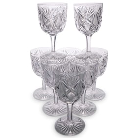 (8 Pc) Cut Crystal Wine Glasses