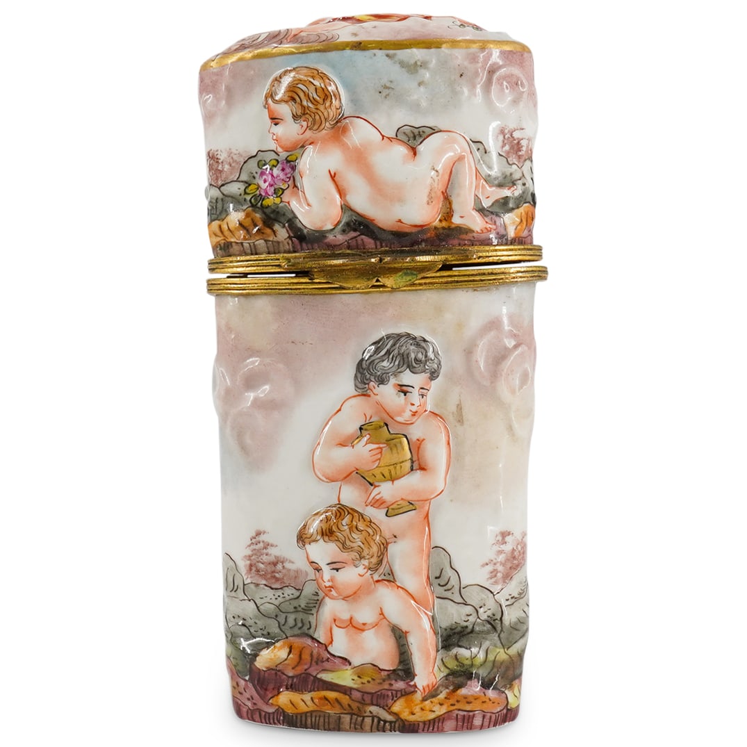 Antique Capodimonte Porcelain Putto Spectacles Case (1 of 6)