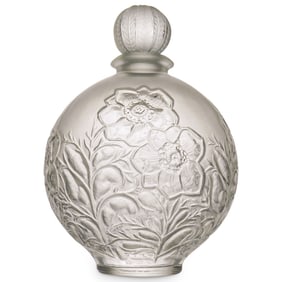 Possib. Rene Lalique For Coty "ASuma" Floral Glass Perfume Bottle