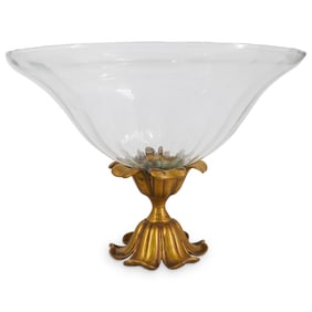 Arteriors Glass And Gilt Metal Centerpiece Bowl
