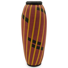 Vintage Barbara Mann Pottery Striped Vase