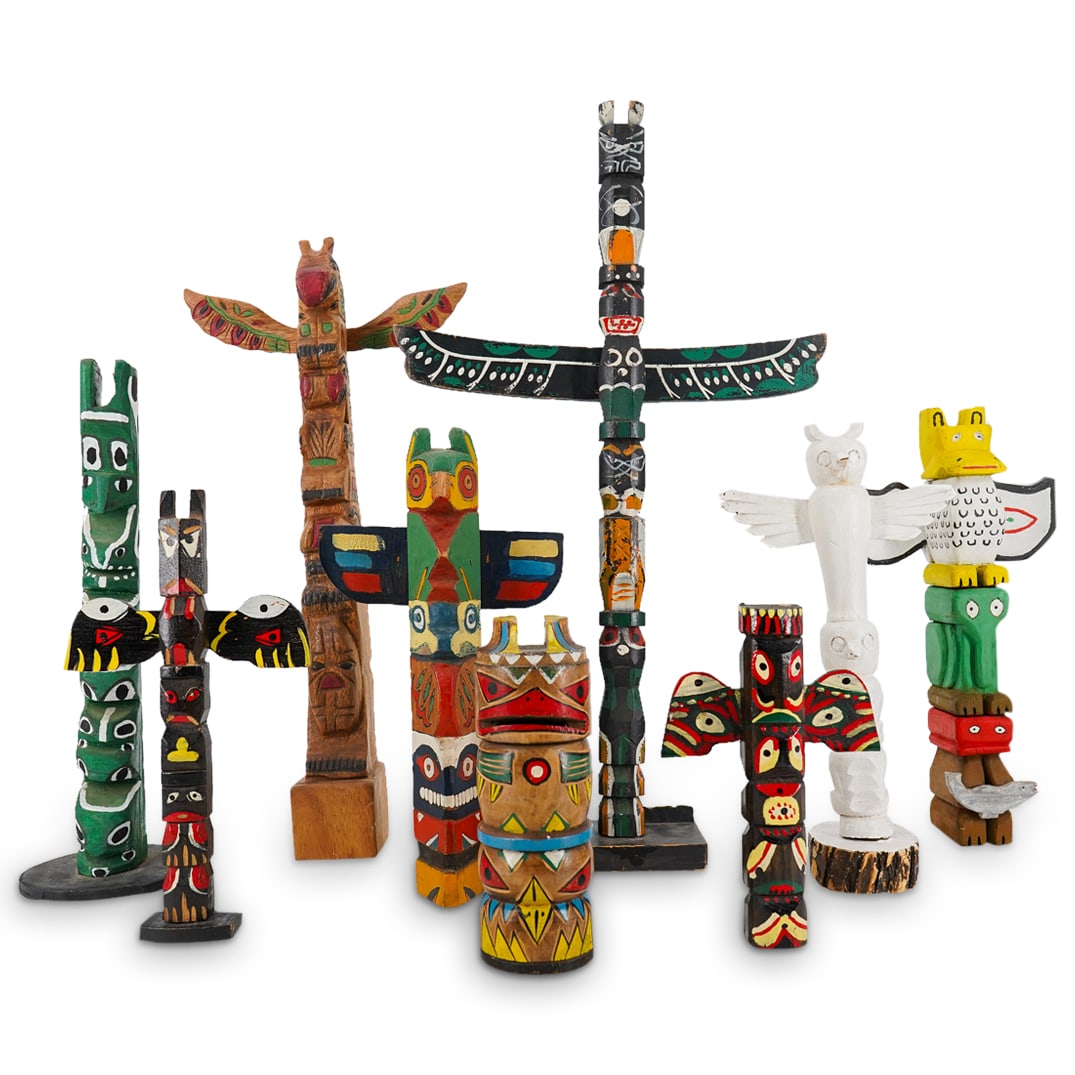 (9 Pc) Northwest Coast Style Totem Poles (1 of 11)