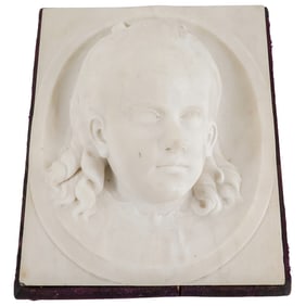 Signed I. BlackburneAlabaster Girl Relief On Rotating Base