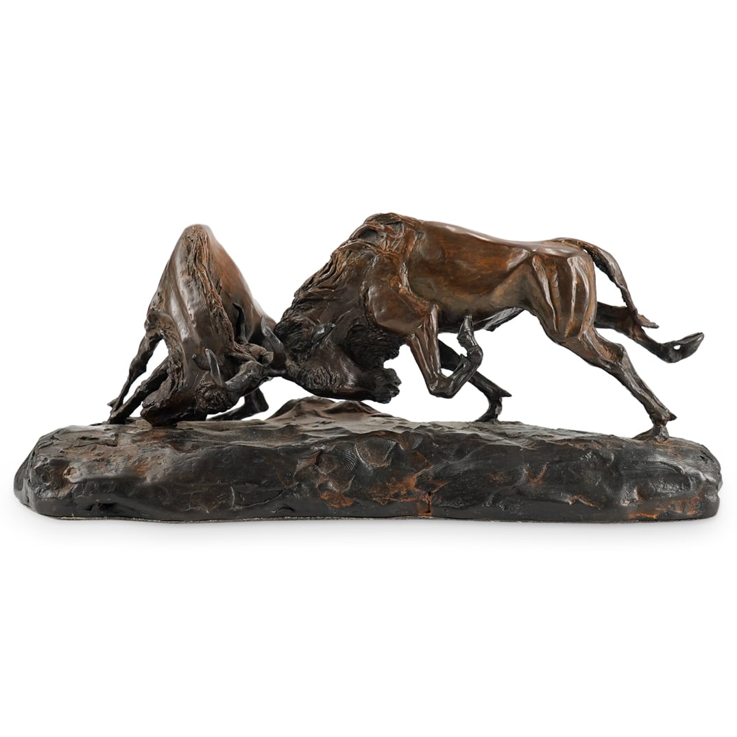 Deroy Sharp Deacon (American, XX) Bulls Fighting Bronze (1 of 7)