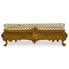 Antique French Glass And Gilt Bronze Vanity Tray