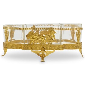 Antique French Glass And Gilt Bronze Oblong Vanity Tray