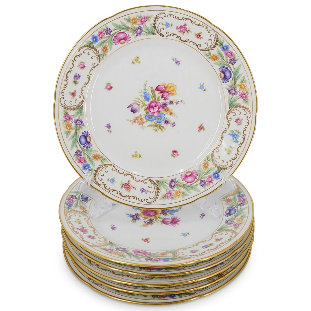(6 Pc) German Bavarian Oscar Schaller & Co. Nachfolger Porcelain Plates Set (1 of 5)