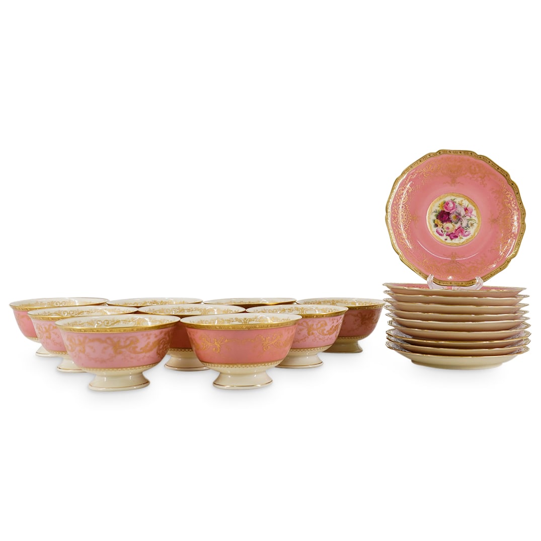 (19 Pc) German Black Knight Bavaria Porcelain Tea Cups & Saucers Set (1 of 10)