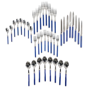 (40Pc) Scof French Lapis Lazuli Flatware Set