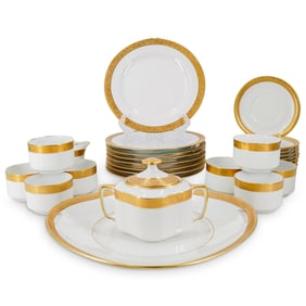 (27 Pc) Fraureuth Gilt Rimmed Porcelain Tea Service