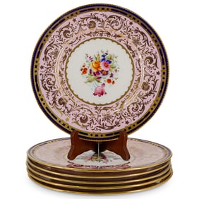 (6 Pc) Antique Coalport Porcelain DInner Plates