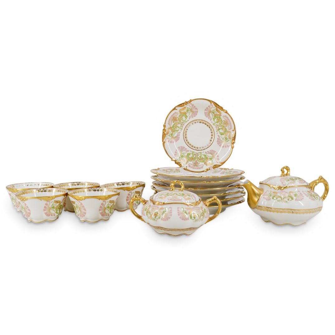 (14 Pc) French J.P. Jean Pouyat Limoges Porcelain Tea Set (1 of 15)