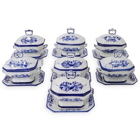 (14 Pc) RCCL Porcelain Sauce Tureens & Underplates