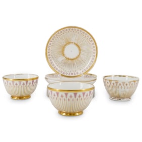 (6Pc) Edouard D. Honore Paris Porcelain Tea Cup Service Set