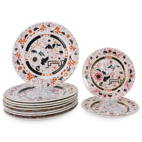 (10 Pc) Antique English Ashworth Bro. Ironstone Plates Set