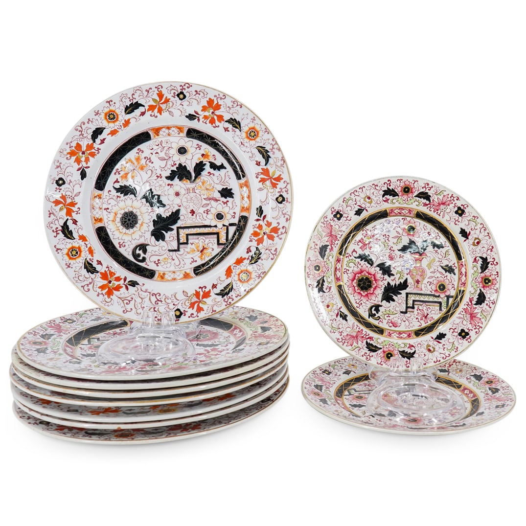 (10 Pc) Antique English Ashworth Bro. Ironstone Plates Set (1 of 5)