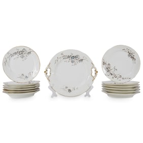 (13 Pc) Antique Limoges Porcelain Plates And Serving Platter