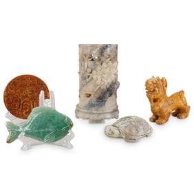 (5 Pc) Carved Stone Items