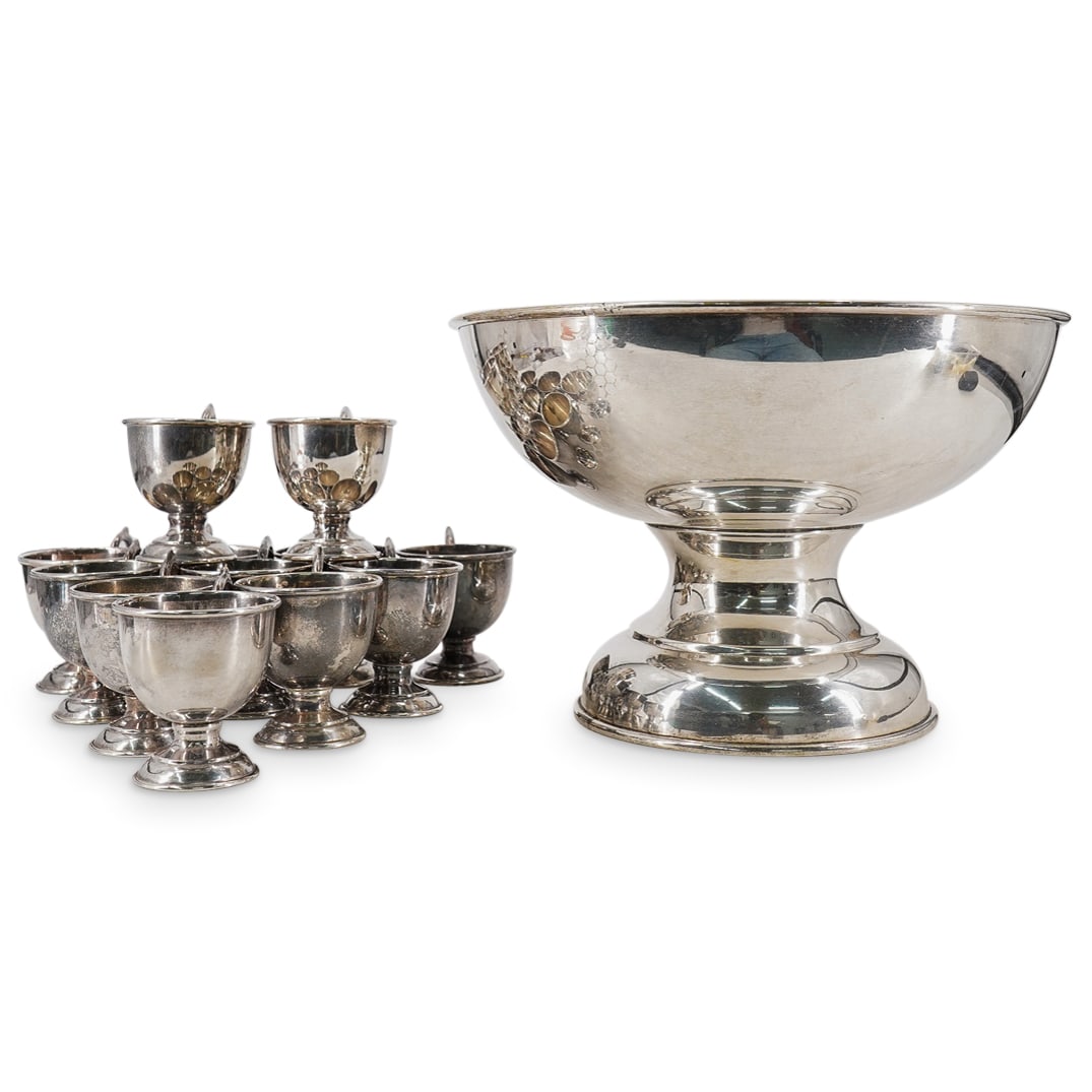 (14 Pc) Silver Plated Punch Bowl with Cups (1 of 13)