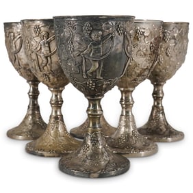 (6 Pc) Set of Silver Plated Wine Goblets