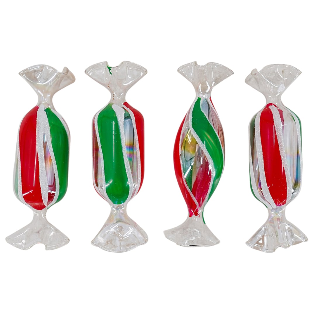 (4 Pc) Lillian Vernon Glass Candy Christmas Ornaments (1 of 4)