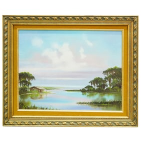 Charles R. Handford (American, 1909-1995) Bayou Scene OIl On Canvas On Board