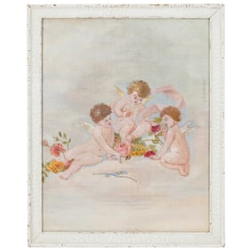 Vintage Hand Painted Over Fabric