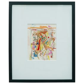 Signed Lustig Mixed Media Paper Collage