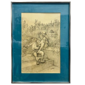 (3 Pc) William Monje (American, XX) Erotic Fantasy Scenes Ink And Graphite On Paper