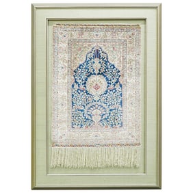 Turkish Hereke Silk On Silk Double Knot Carpet In Frame