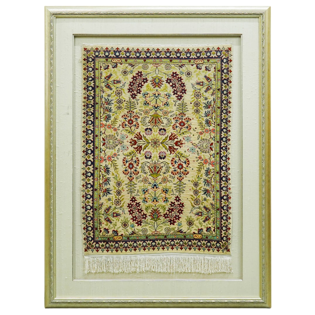 Turkish Hereke Silk On Silk Double Knot Carpet In Frame (1 of 5)