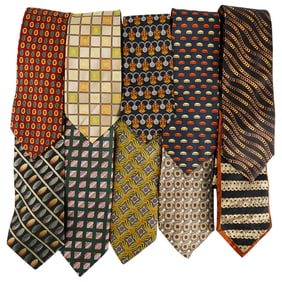 (10 Pc) Vintage Silk Necktie Assorted Grouping Collection