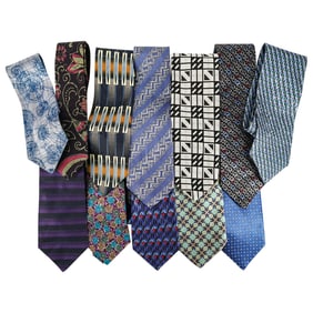 (12 Pc) Vintage Silk Necktie Assorted Grouping Collection
