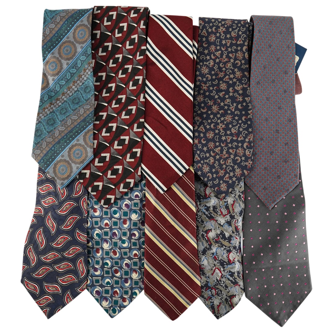 (10 Pc) Vintage Silk Necktie Assorted Grouping (1 of 13)