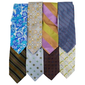(8 Pc) Designer Silk Ted Baker Necktie Assorted Grouping