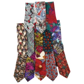 (13 Pc) Vintage Silk Necktie Assorted Grouping
