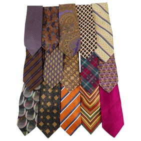 (15 Pc) Neiman Marcus & Nordstrom Silk Necktie Grouping