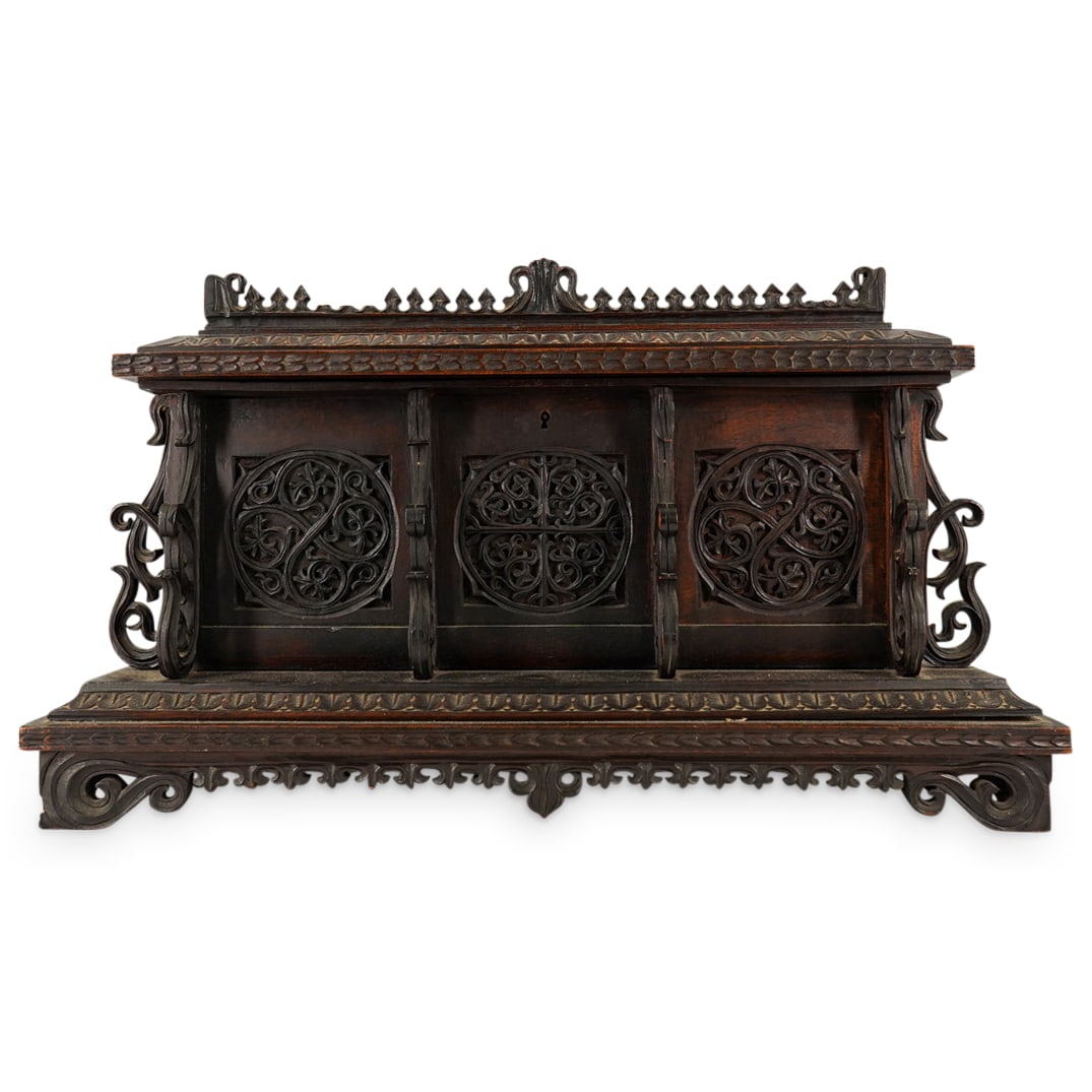 19th Century Gothic Revival Carved Wood Box (1 of 14)