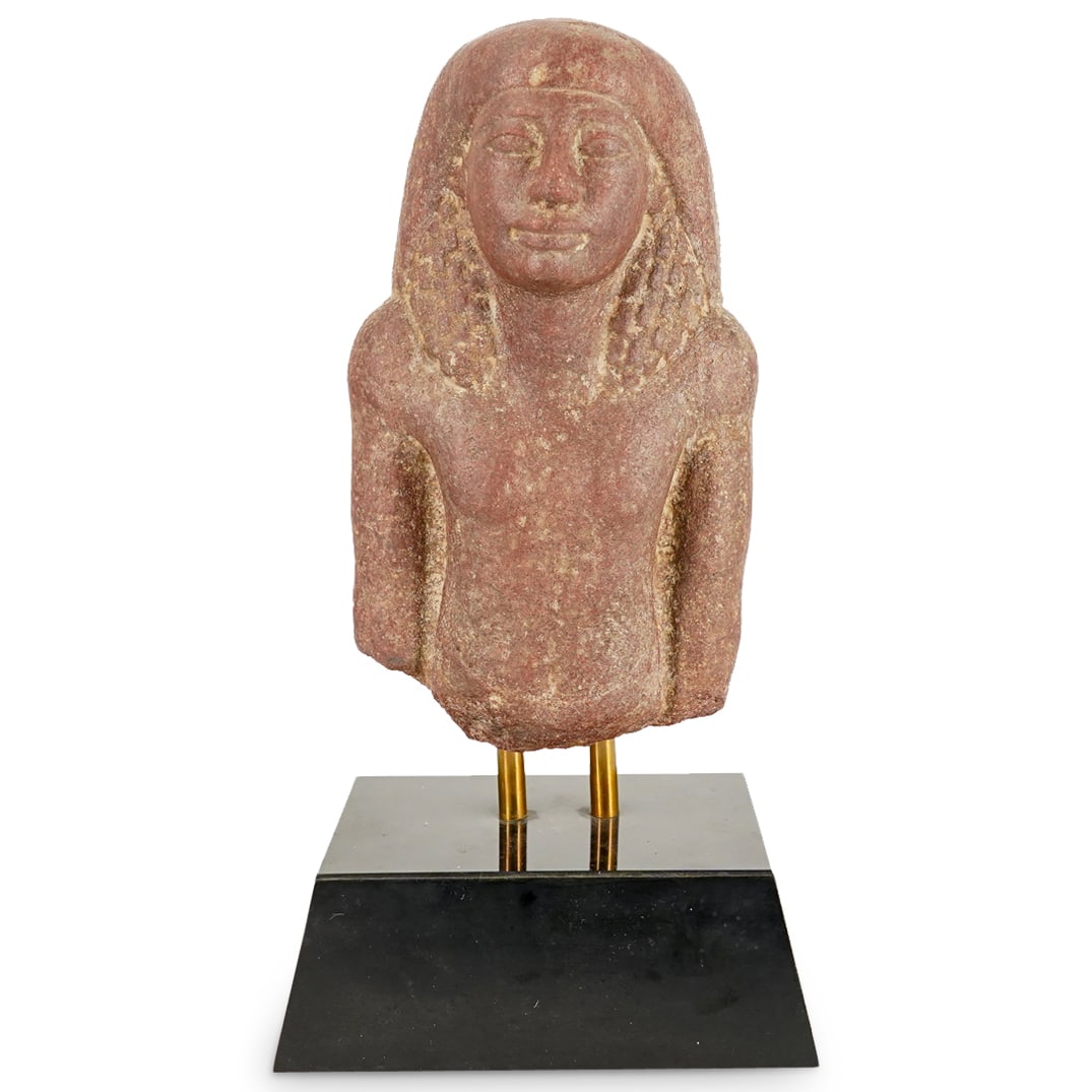 Ancient Egyptian Red Quartzite Hard Stone Bust (1 of 7)