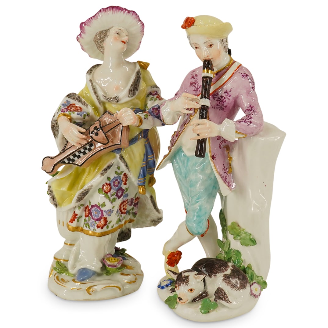 (2 Pc) Antique German Meissen Porcelain Figurines (1 of 19)