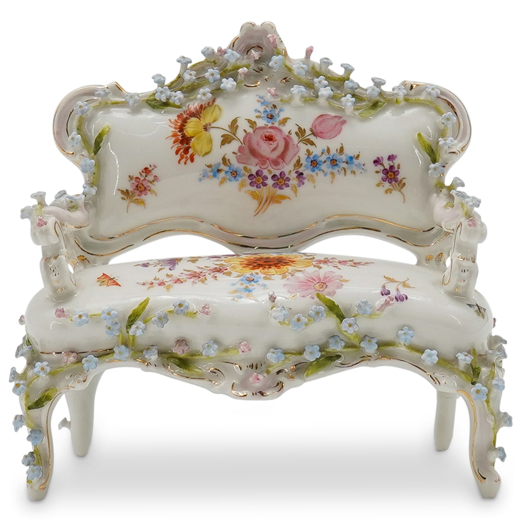 1900s German Porcelain Miniature Loveseat Figure (1 of 9)