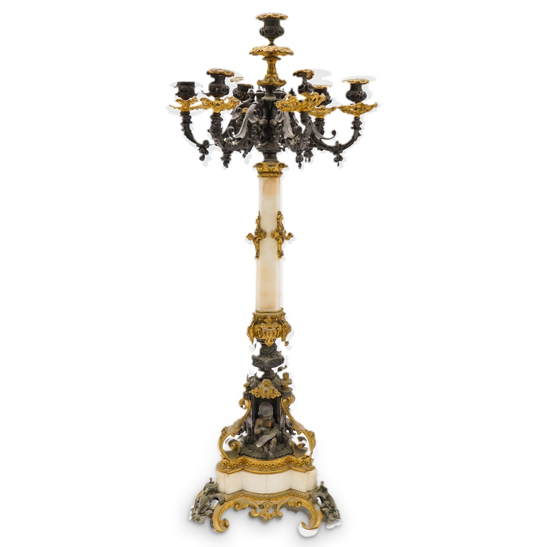 Antique French Alabaster And Bronze Candelabrum (1 of 15)